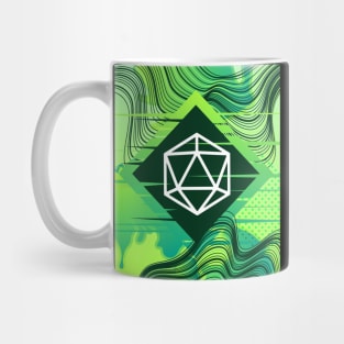 Green Glitch Polyhedral D20 Dice Tabletop RPG Mug